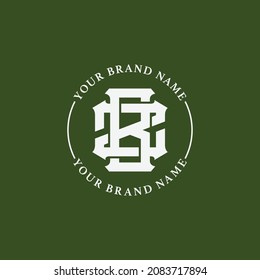 Monogram logo, Initial letters Z, B, ZB or BZ, white color on green background