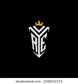 RE monogram logo initial for shield  crown style design