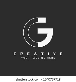 monogram logo with the initials letter G in black and white