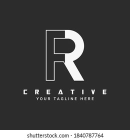 monogram logo with the initials letter R in black and white