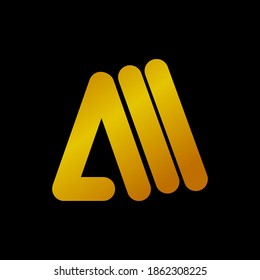 monogram logo initials AM or MA isolated on black background