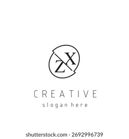 Logotipo monográfico con iniciales ZX, un gran logotipo apto para Marcas comerciales, empresas e identidades modernas.
