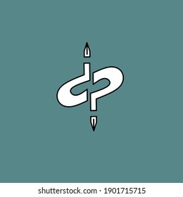 Monogram logo inspired by the combination of the letters d and p combined with a pencil