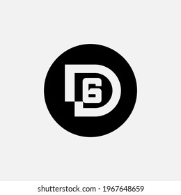 Monogram logo letter 6, D, 6D or D6 modern, simple sporty white and black color on white background