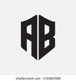 Monogram logo letter A, B, BA or AB modern, simple, sporty, black color on white background