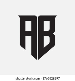 Monogram logo letter A, B, BA or AB modern, simple, sporty, black color on white background
