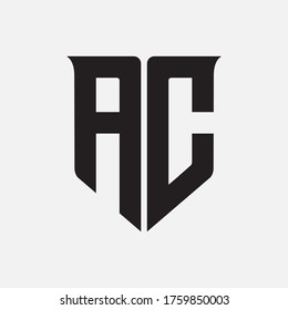 Monogram logo letter A, C, AC or CA modern, simple, sporty, black color on white background