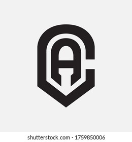 Monogram logo letter A, C, AC or CA modern, simple, sporty, black color on white background