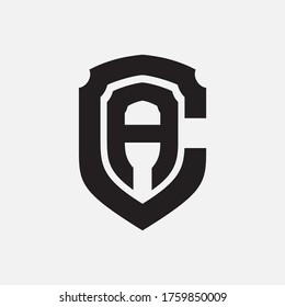 Monogram logo letter A, C, AC or CA modern, simple, sporty, black color on white background