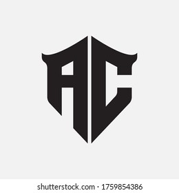 Monogram logo letter A, C, AC or CA modern, simple, sporty, black color on white background