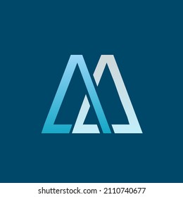logotipo de monograma AM. Letra a, letra m icono tipográfico. Señal de aislamiento en el fondo oscuro. Iniciales de alfabeto. Moderno, de diseño, geométrico, minimalista, web, tecnológico, personajes de estilo emblema.	