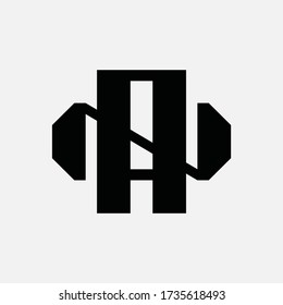 Monogram logo letter A, N, AN or NA modern, simple, sporty, black color on white background