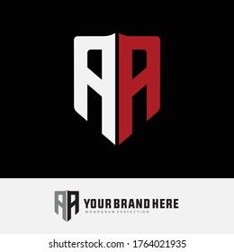 Monogram logo letter A or AA modern, simple, sporty, white and red color on black background