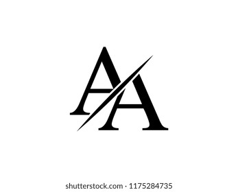 The monogram logo letter AA is sliced