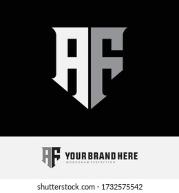 letra del logotipo de monograma AF o FA moderna, sencilla, deportiva, blanca y gris sobre fondo negro