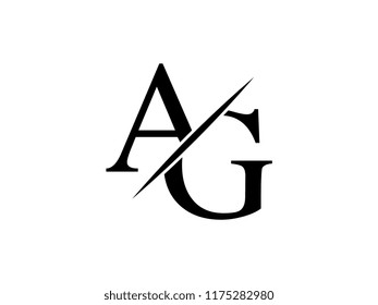 The monogram logo letter AG is sliced