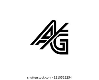 The monogram logo letter AG is sliced black