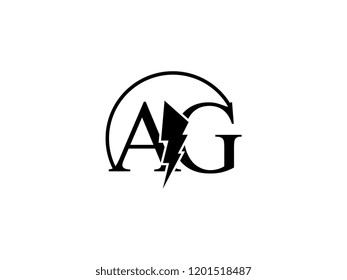 The monogram logo letter AG is split by lightning