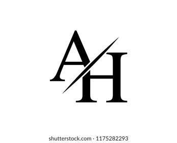 The monogram logo letter AH is sliced
