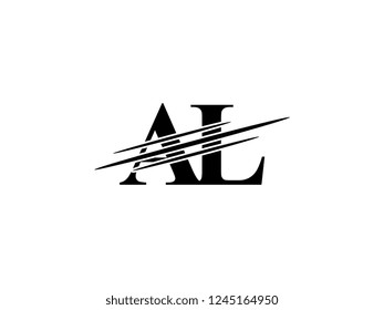 The monogram logo letter AL is sliced black