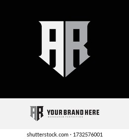 monogram logo letter AR or RA modern, simple, sporty, white and gray color on black background