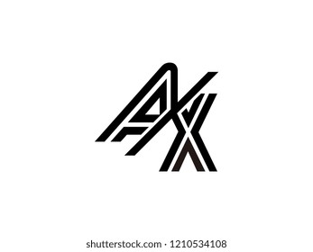 The monogram logo letter AX is sliced black