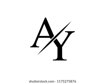 The monogram logo letter AY is sliced