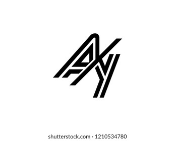 The monogram logo letter AY is sliced black