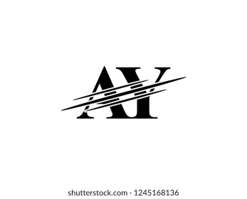 The monogram logo letter AY is sliced black