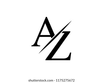 The monogram logo letter AZ is sliced