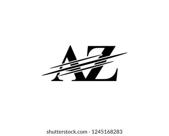 The monogram logo letter AZ is sliced black