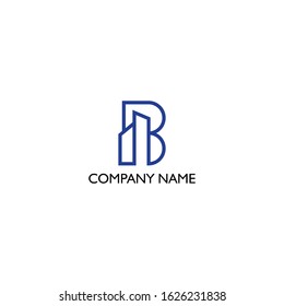 monogram logo letter B and buildings, building icons