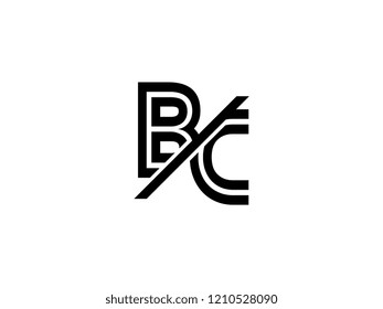 The monogram logo letter BC is sliced black