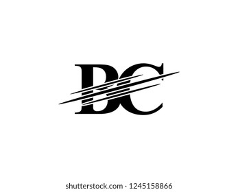 The monogram logo letter BC is sliced black
