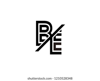 The monogram logo letter BE is sliced black