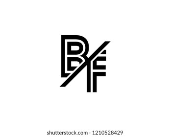 The monogram logo letter BF is sliced black