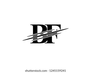 The monogram logo letter BF is sliced black
