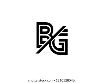 The monogram logo letter BG is sliced black