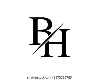 The monogram logo letter BH is sliced