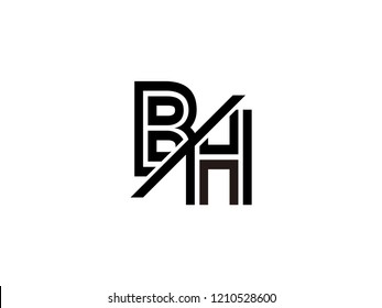 The monogram logo letter BH is sliced black