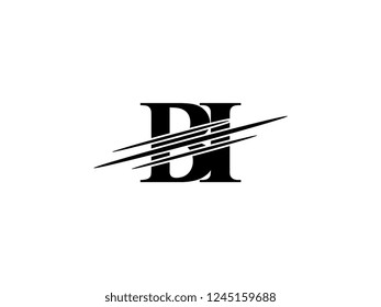 The monogram logo letter BI is sliced black