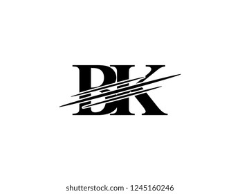 The monogram logo letter BK is sliced black