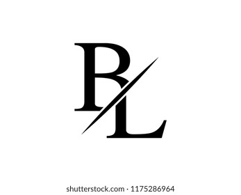 The monogram logo letter BL is sliced