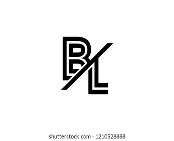 The monogram logo letter BL is sliced black