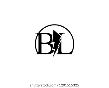 The monogram logo letter BL is split by lightning