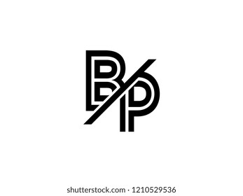 The monogram logo letter BP is sliced black
