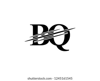 The monogram logo letter BQ is sliced black