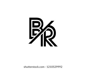 The monogram logo letter BR is sliced black