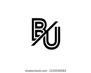 The monogram logo letter BU is sliced black