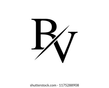 The monogram logo letter BV is sliced